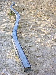 balance beam on the sandy beach