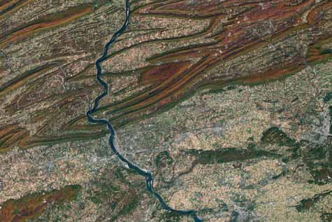 Autumn colors in Penn; NASA satellite image.
