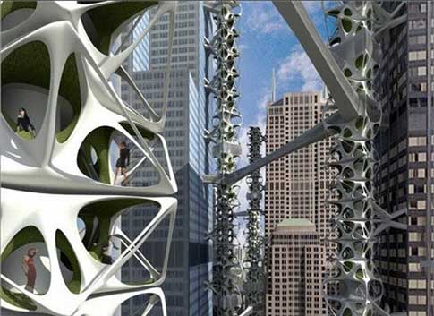 Drawing of urban vertical farm