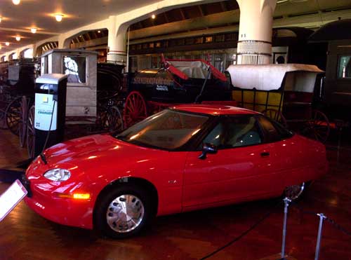gm_ev The GM EV1 electric car, introduced in 1996 and discontinued in 1999