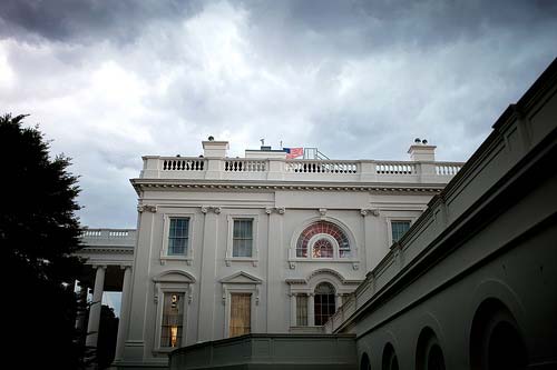 Light through storm clouds over White House, June 9, 2009