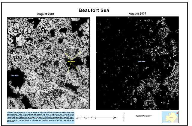 beaufo_640x480 An Aug 2006 photo shows the Beaufort Sea nearly free of ice cover, compared to an ice-covered sea in Aug. 2001