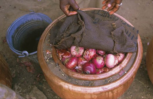 Zeer Pot cools and stores produce without electricity
