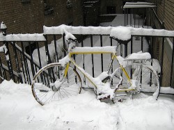 bike in snow