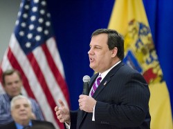 new jersey governor chris christie speaking at a town hall meeting