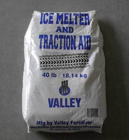 Bag of ice melter and traction aid product