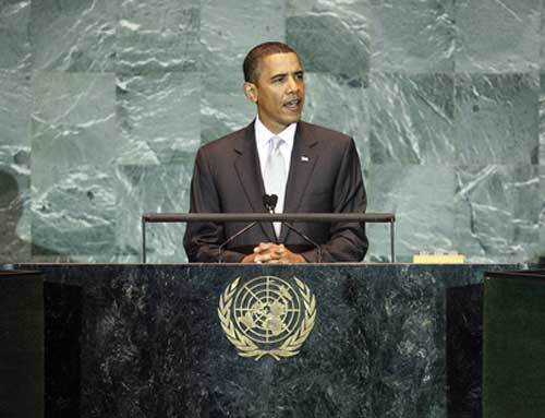 obamaun20090922 President Obama addresses UN Climate Summit, 22 Sept. 2009. Credit: United Nations