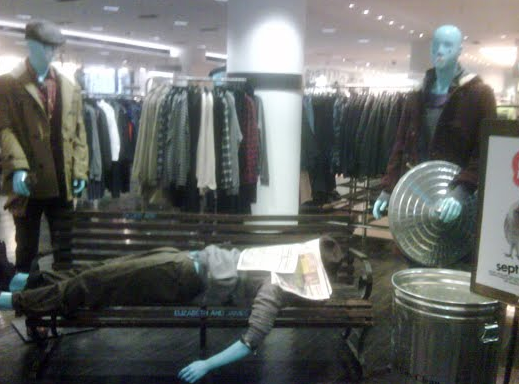 EH barneys homeless display