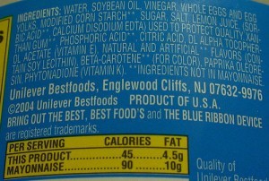 Light mayo ingredients; by RJL20
