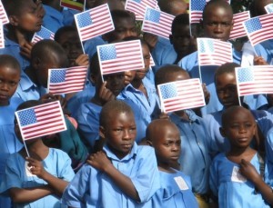 Ugandan Students Welcoming American Visitors