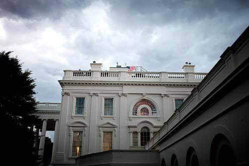 Light through storm clouds over White House, June 9, 2009