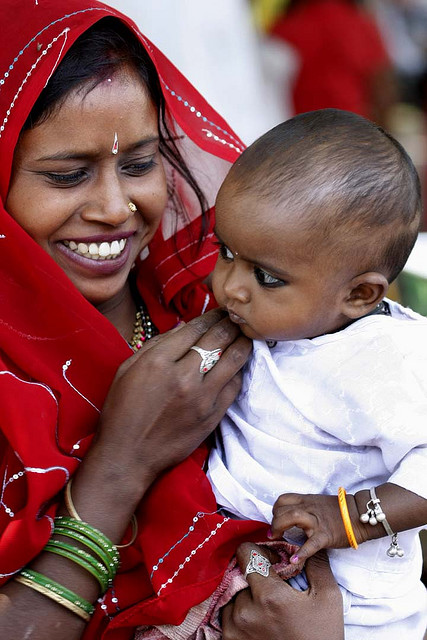 India, woman, mother and child, baby